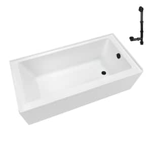 60 in.x 32 in. Soaking Acrylic Alcove Bathtub with Right Drain in Glossy White External Drain in Matte Oil Rubbed Bronze