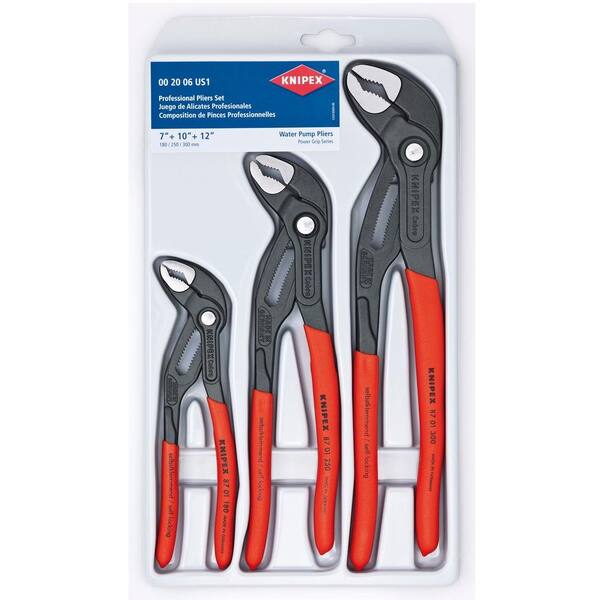 KNIPEX 7in,10in, and 12in Cobra Water Pump Pliers Set (3-Piece) KNP3X87 ...