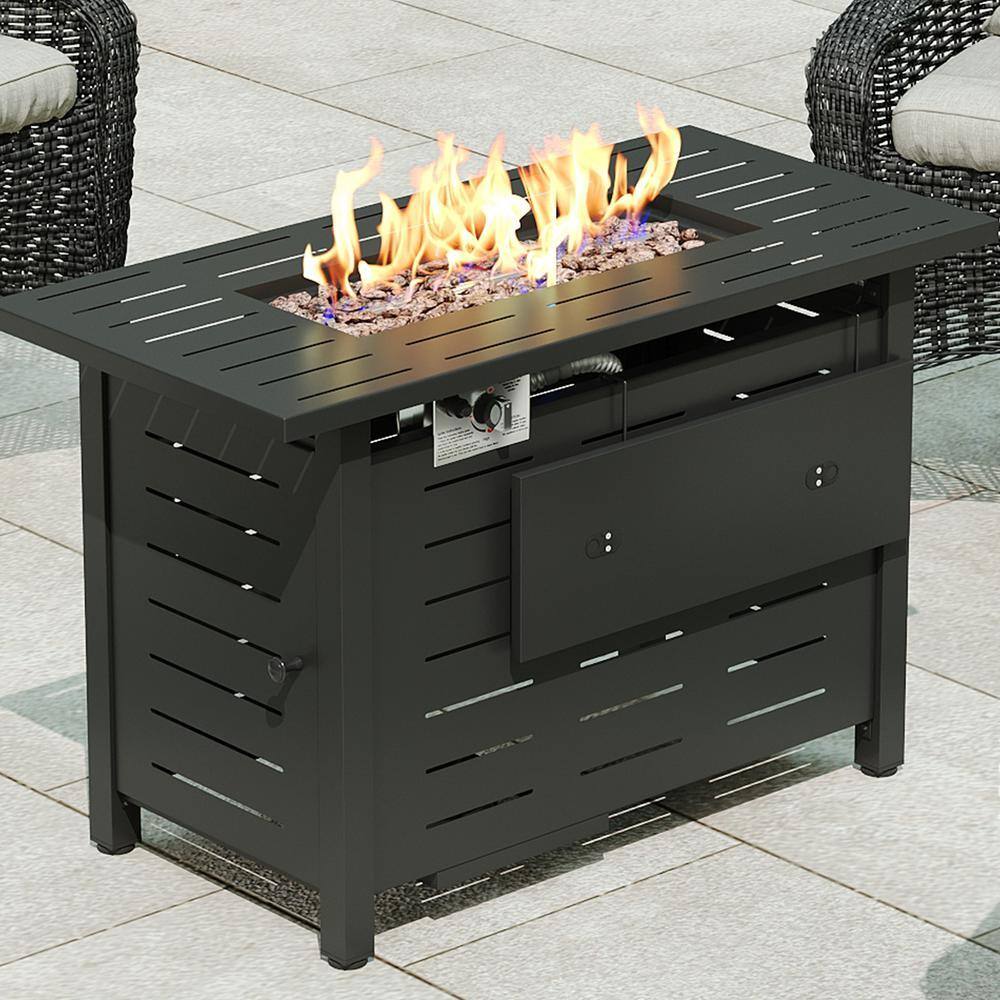 SUNMTHINK 40 in. Metal Outdoor Rectangular Fire Pit Table with