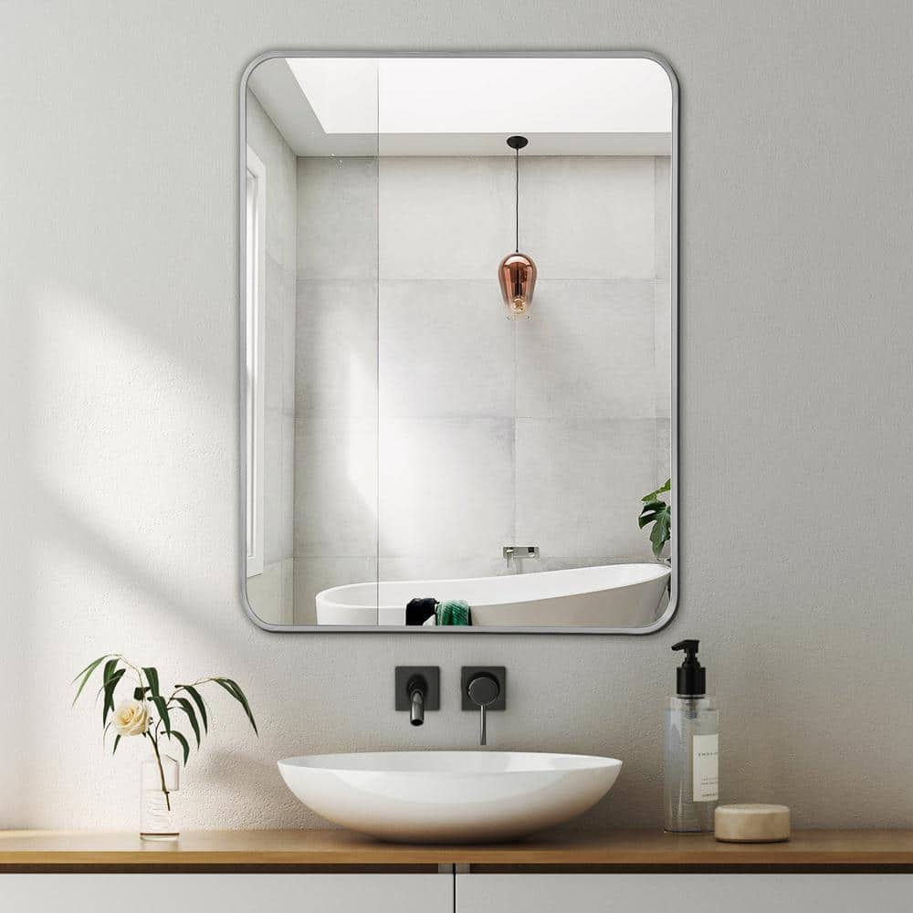30" x 40" Silver Aluminum Rectangular Wall Mirror