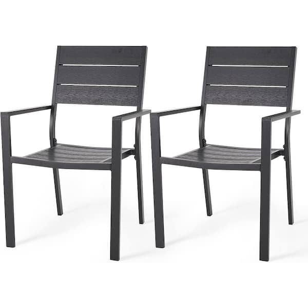 2 Piece Metal Outdoor Dining Chair, Stackable and Ergonomic Design Chairs, Furniture Set for Garden, Backyard, Poolside