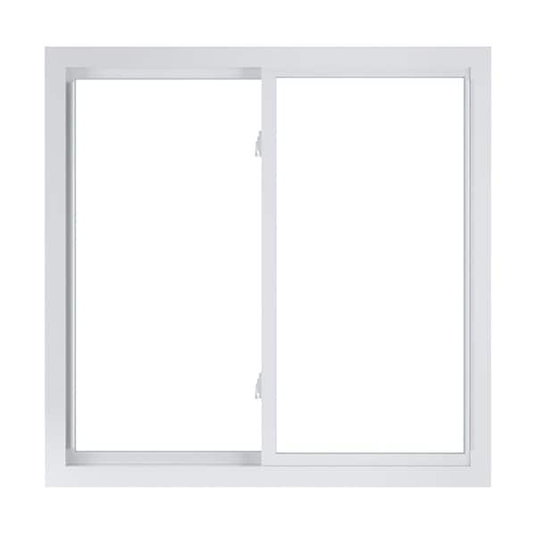 American Craftsman 48 in. x 47 in. 70 Series White Sliding Low-E Argon Glass Right-Hand Vinyl Fin with J Window, Screen Incl