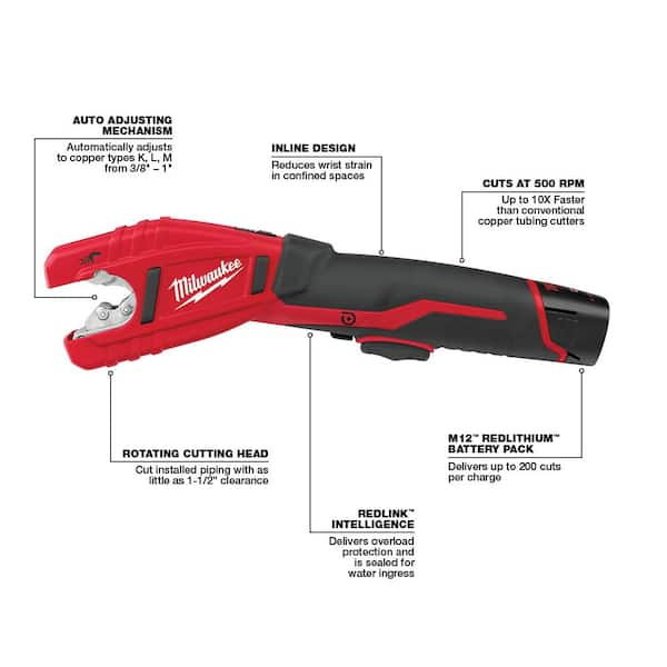 Milwaukee M12 12-Volt Lithium-Ion Force Logic Cordless Press Tool Kit (3 Jaws Included) with Free M12 Copper Tubing Cutter Kit