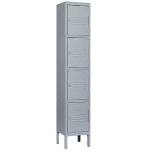 12 in. W x 65.9 in. H x 12 in. D Metal Storage Locker, Suitable for schools, Freestanding Cabinet with 4-Door in gray