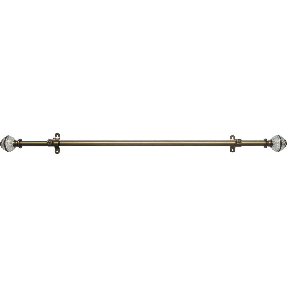 Antique Gold 28"-48" Metal Curtain Rod with Glass Finials