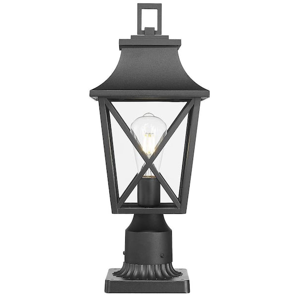 19.8 in. 1-Light Black Aluminum Hardwired Outdoor Weather Resistant Post light With No Bulbs included (1-Pack)