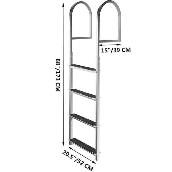 VEVOR Dock Ladder 4 Step 330 lbs. Load Anti-Skid Aluminum Pontoon