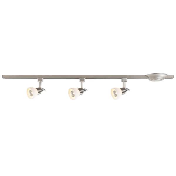 Commercial Electric 3-Light Brushed Nickel Glass Linear Track Lighting Kit