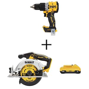 20V Compact Cordless 1/2 in. Hammer Drill, 20V Cordless Brushless 6-1/2 in. Circular Saw, and 20V 4.0Ah Compact Battery