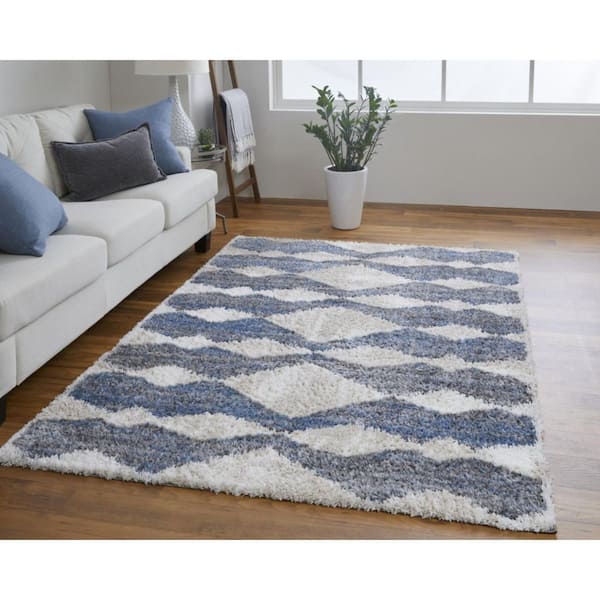 2 ft. x 8 ft. Gray, Ivory Chevron Area Rug