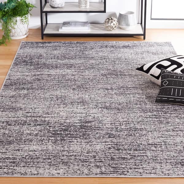 Shivan Grey/Dark Grey 5 ft. x 8 ft. Abstract Geometric Distressed Area Rug