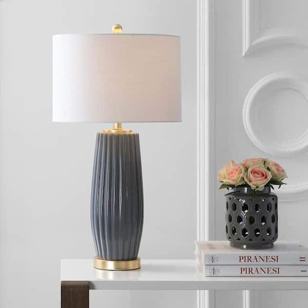 JONATHAN Y Roman 28.5 in. Gray Ceramic Table Lamp