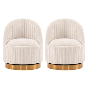 Leela Cream Modern Boucle Fabric Upholstered Swivel Accent Chair (Set of 2)