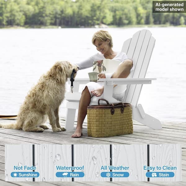 Mximu White Plastic Outdoor Weather-Resistant Folding Adirondack