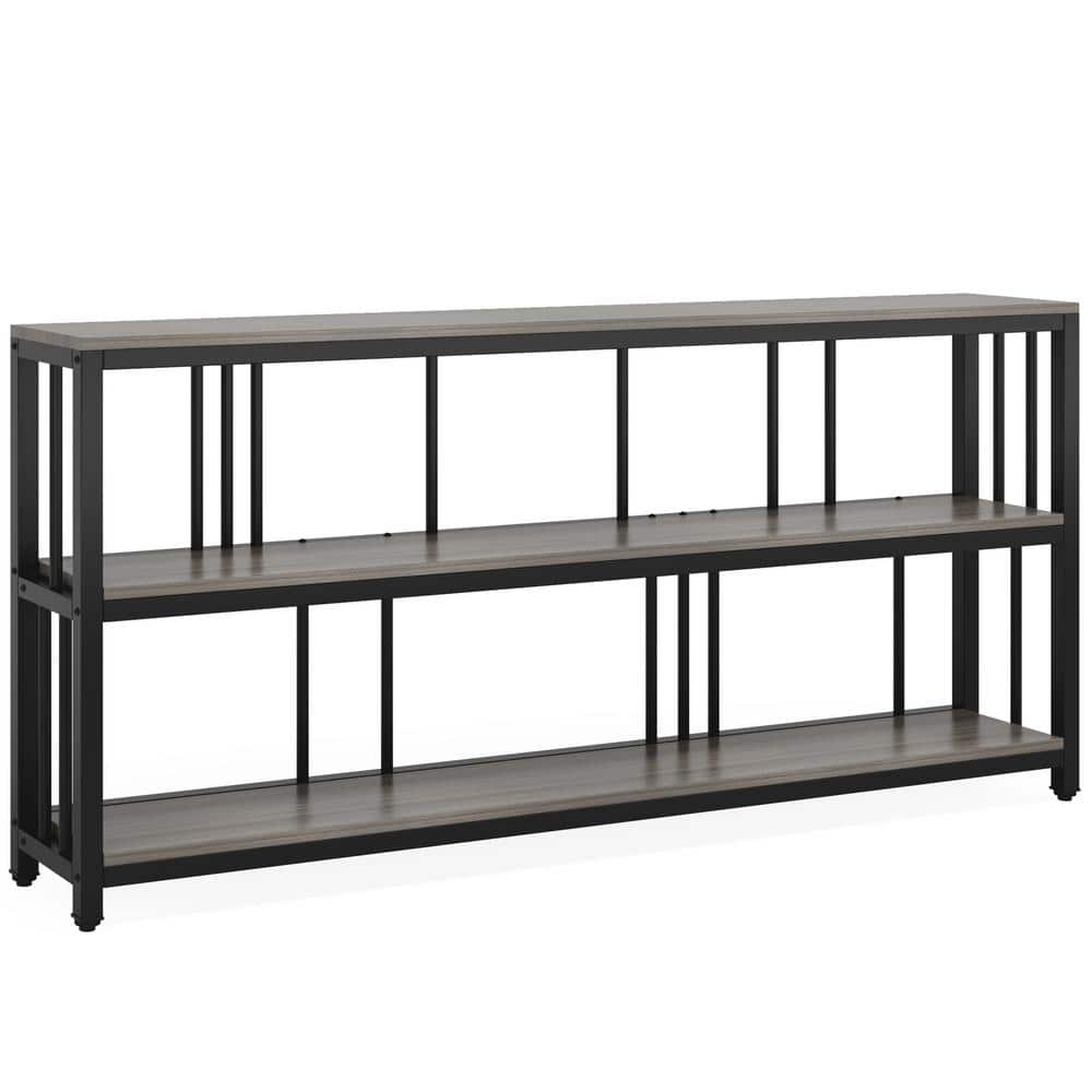 Turrella 71 in. Grey Rectangle Wood Console Table with Storage Shelf, Entryway Table, Hallway Table, Behind Couch Table