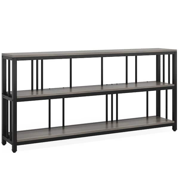 BYBLIGHT Turrella 71 in. Grey Rectangle Wood Console Table with Storage ...