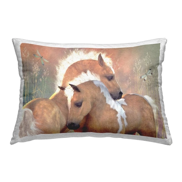 Stupell Industries Summer Dreams Horses Tan Rectangular Outdoor Throw Pillow