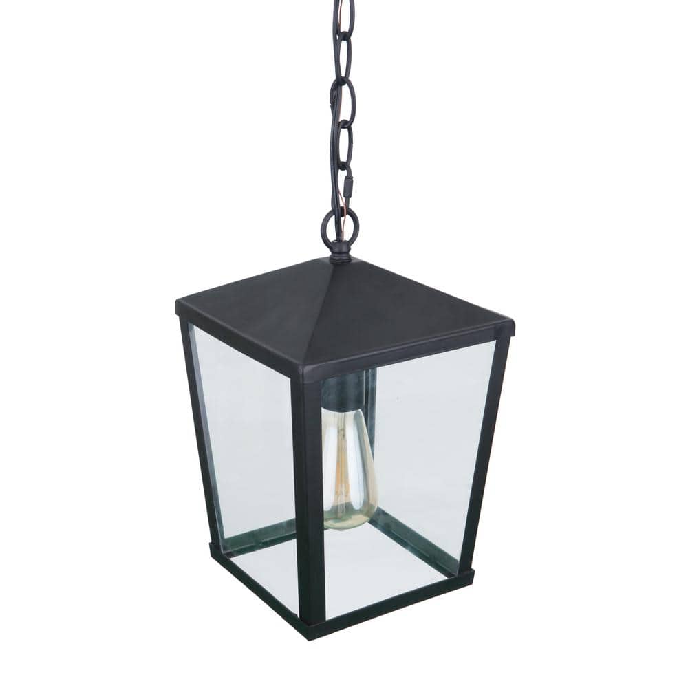 Midnight Black Glass 1-Light Outdoor Pendant