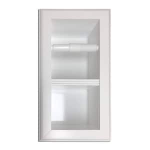 Belvedere Recessed White Enamel Solid Wood Double Toilet Paper Holder Vertical Wall Hugger Frame