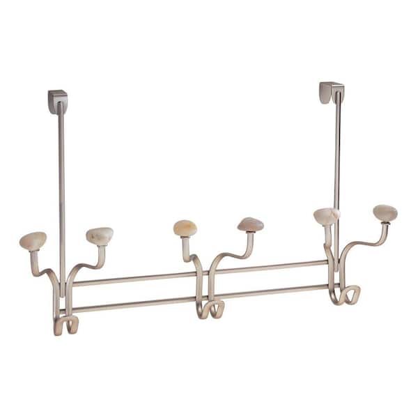 interDesign Pebblz Over-the-Door Triple Rack in Natural & Satin Nickel