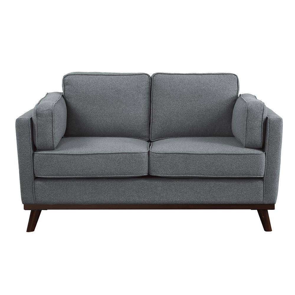 Hoffman 62 in.W Gray Textured Fabric Loveseat 8289GY2 The Home Depot