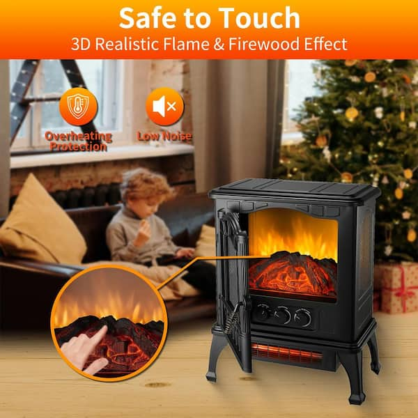 Black 1500w 3D Electric Stove on sale Heater with Life-like Flame