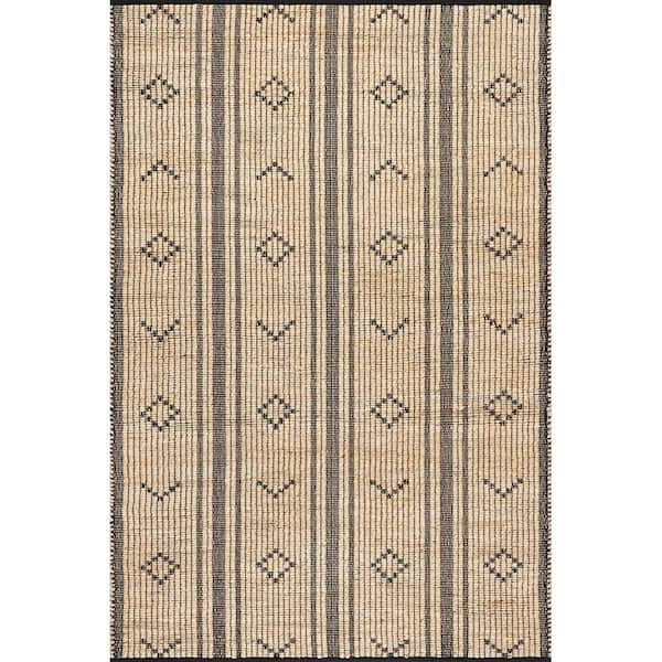 Aubriella Striped Jute Area Natural 5 ft. x 8 ft. Indoor Area Rug