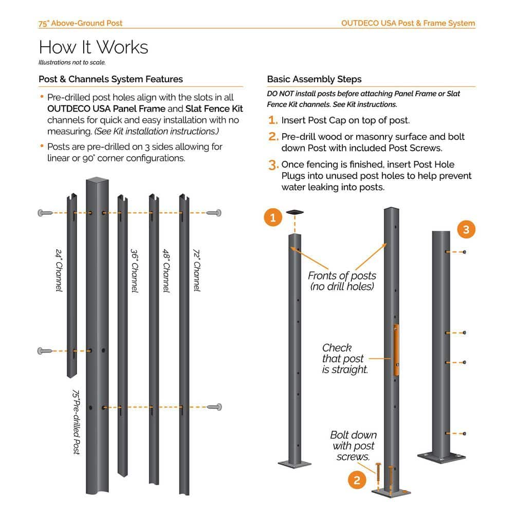 75 in. Black Galvanized Steel Fence Post with Welded Base Plate