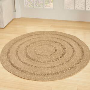 Natural Seagrass Natural 4 ft. x 4 ft. Solid Contemporary Round Area Rug