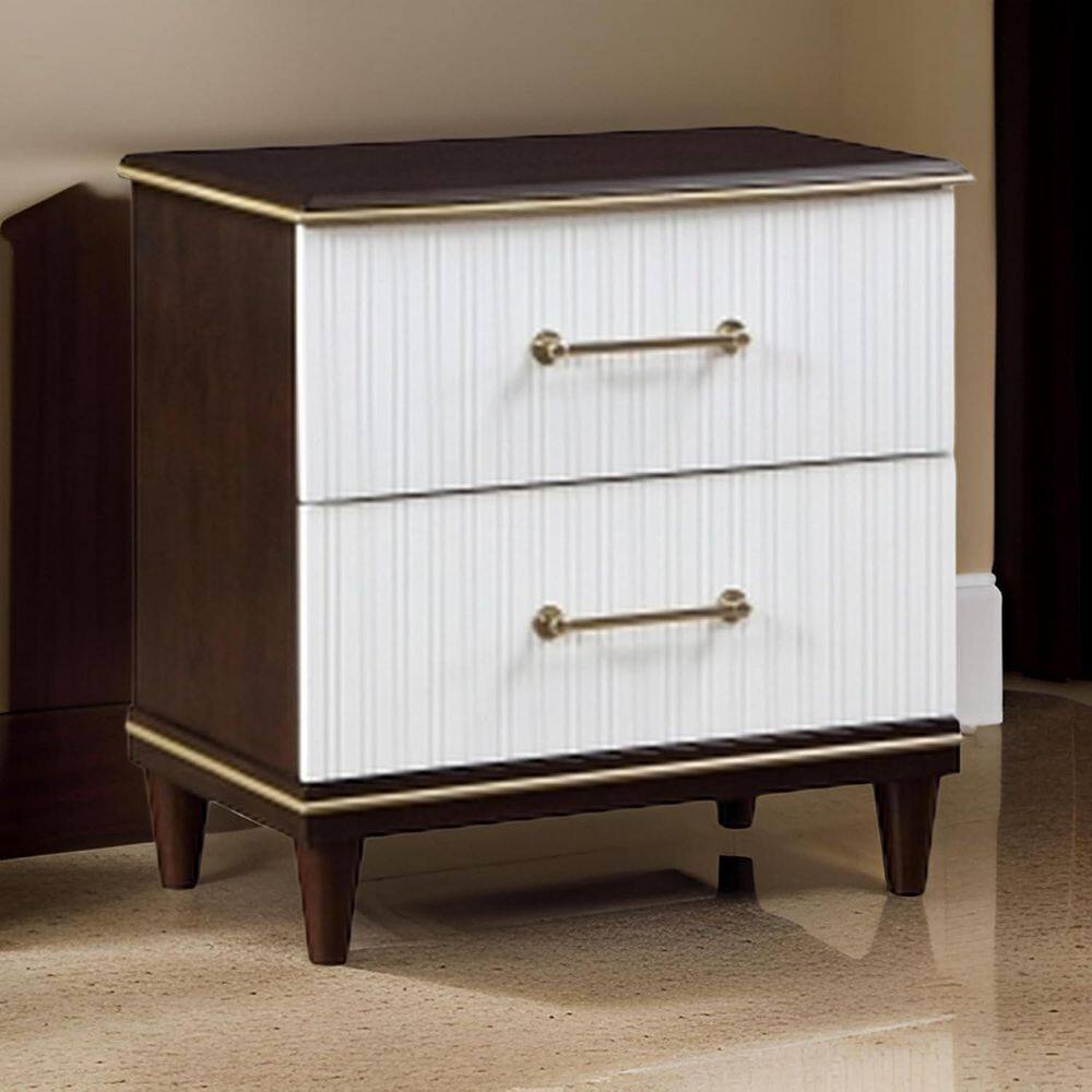 White/Brown 2 Drawer 17 in. W Nightstand with Sturdy Hardware and Ample Storage price history on PriceWatchPro
