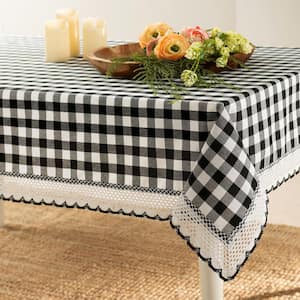 Buffalo Check 60 in. W x 84 in. L Black and White Checkered Polyester/Cotton Rectangular Tablecloth