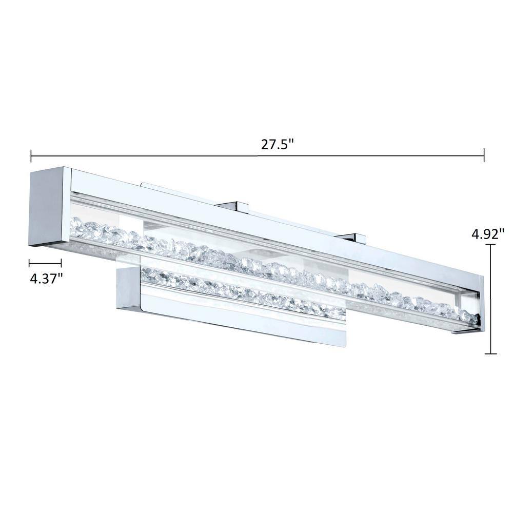 Cardito Chrome Crystal LED Vanity Wall Light, 27.5 in
