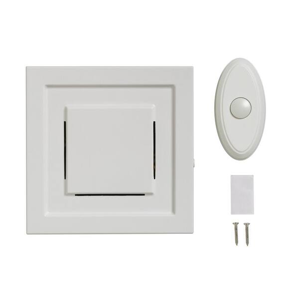 null White Wireless Plug-In Door Chime Receiver with White Wireless Door Bell Push Button