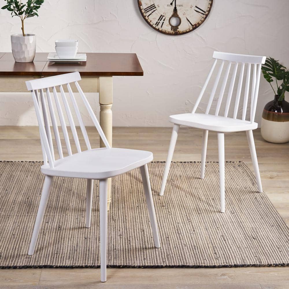 Matte White Windsor High-Back Plastic Side Chair, Set of 2