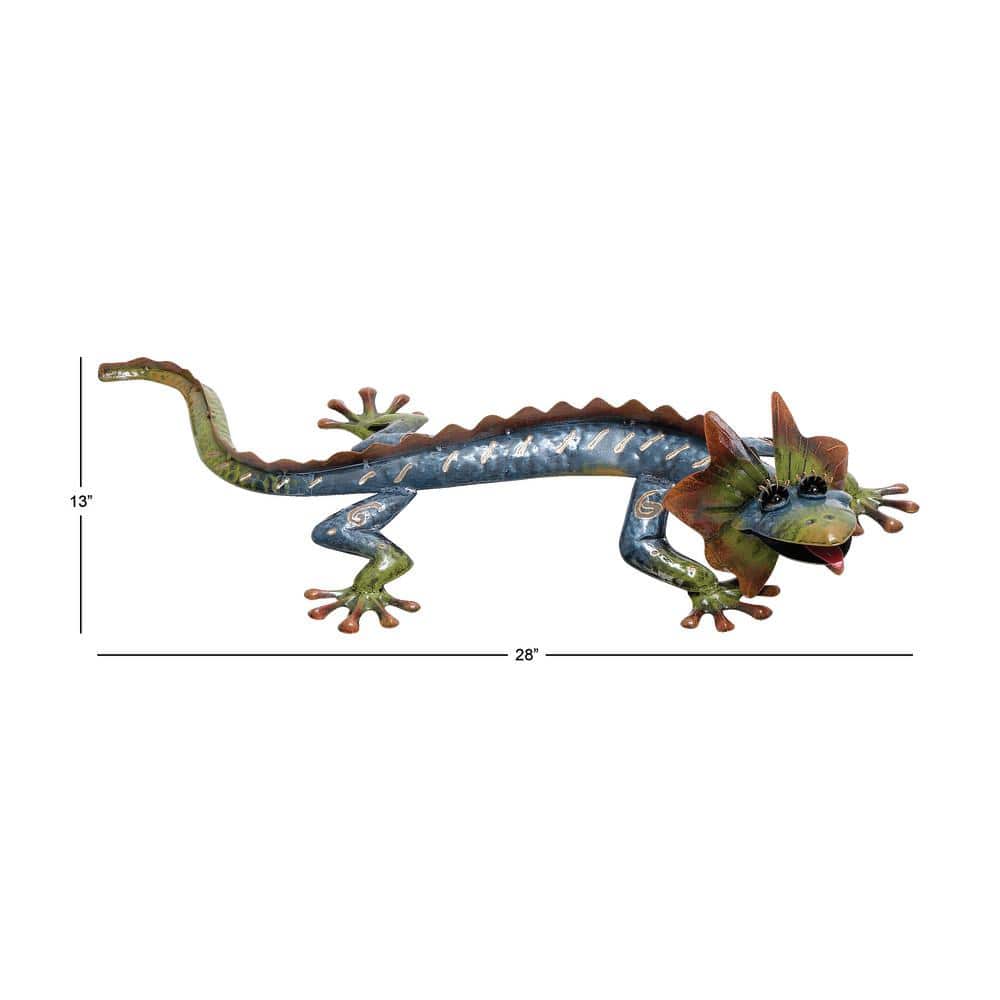 Colorful Metal Climbing Gecko Wall Sculpture, 28" x 13"