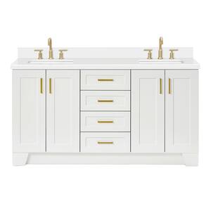 Taylor 67 in. W x 22 in. D x 36 in. H Double Sink Freestanding Bath Vanity in White with Pure White Quartz Top