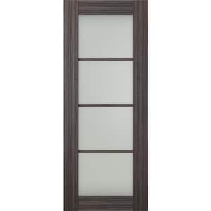 Paola 4 Lite 18 in. x 80 in. No Bore 4-Lite Frosted Glass Gray Oak Wood Composite Interior Door Slab