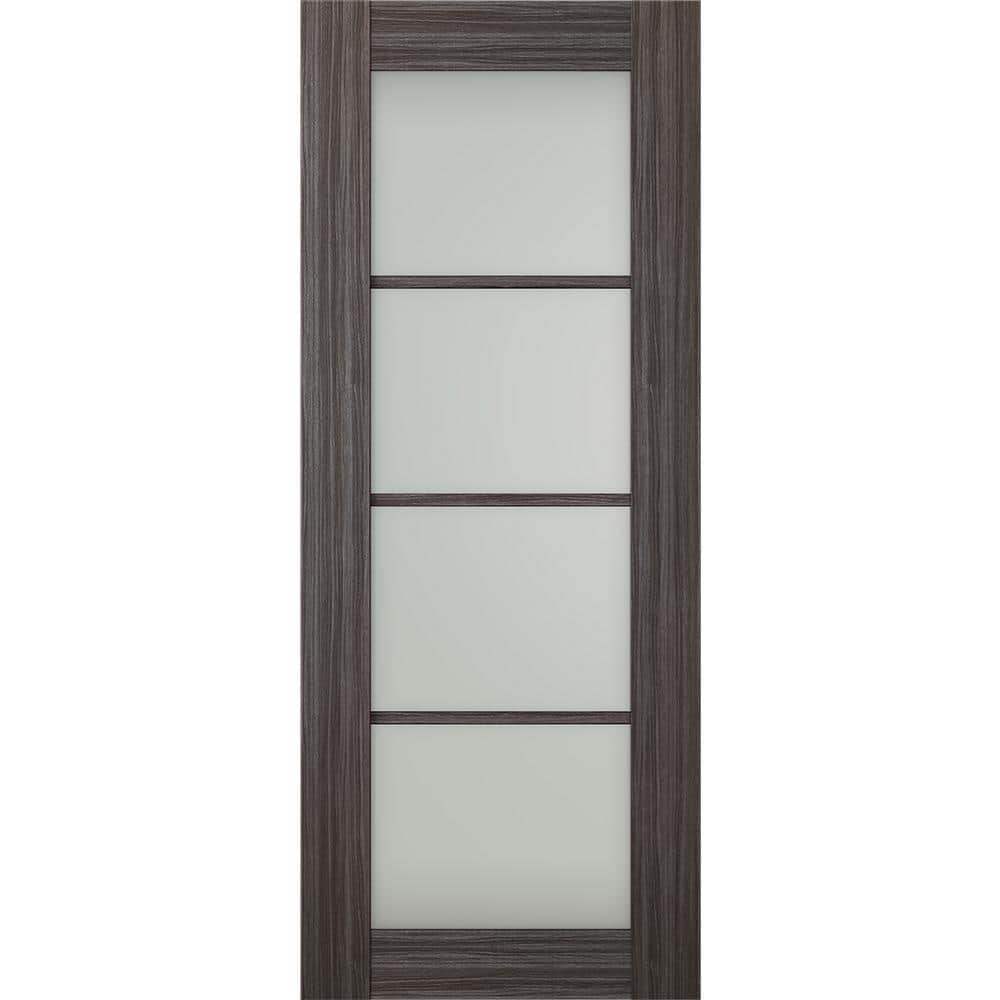 Paola 4 Lite 32 in. x 80 in. No Bore 4-Lite Frosted Glass Gray Oak Wood Composite Interior Door Slab price history on PriceWatchPro