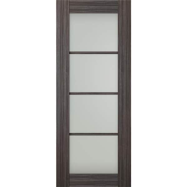 Belldinni Paola 4 Lite 32 in. x 80 in. No Bore 4-Lite Frosted Glass Gray Oak Wood Composite Interior Door Slab