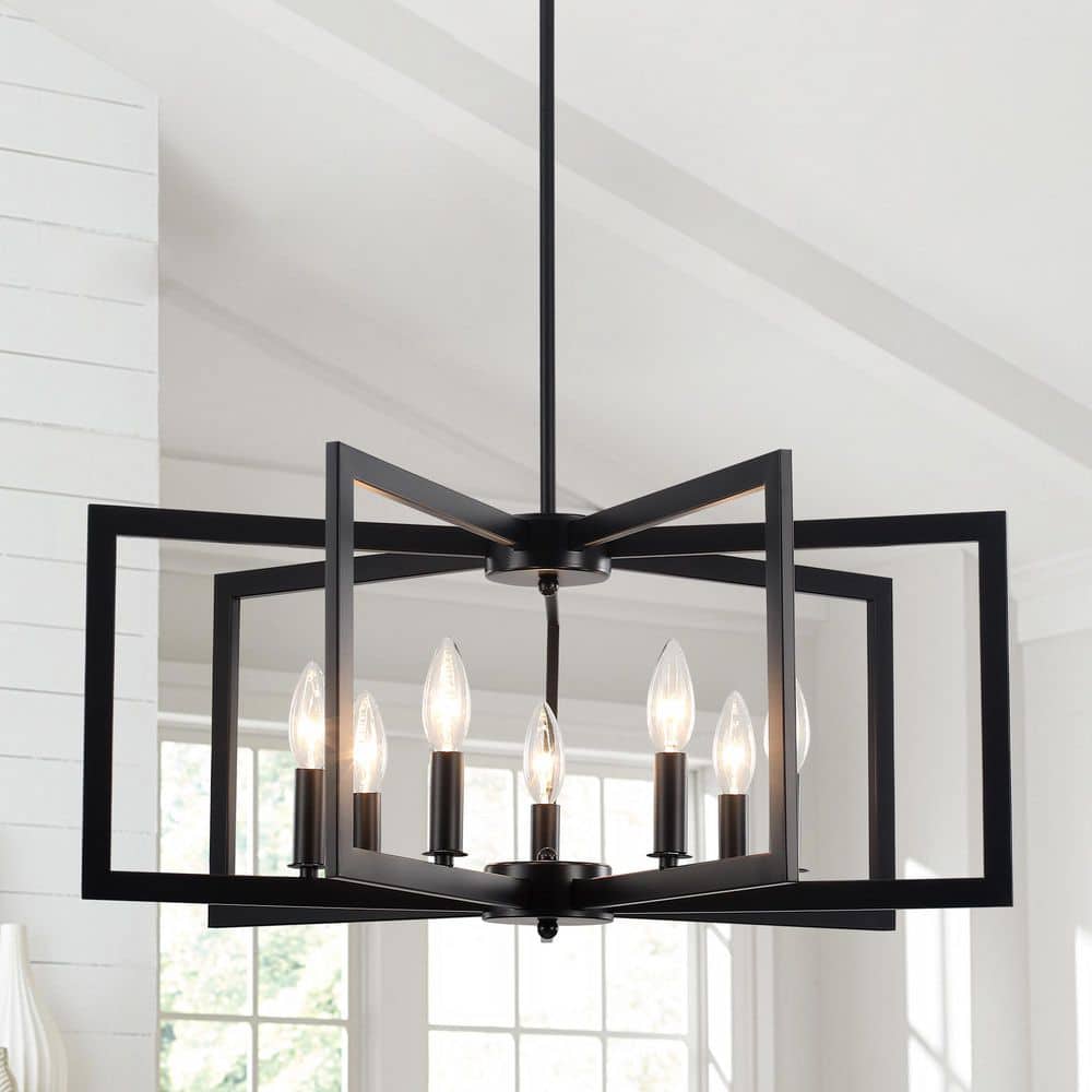 ADSENSTY 7-Light Black Modern Chandelier Light Fixture with