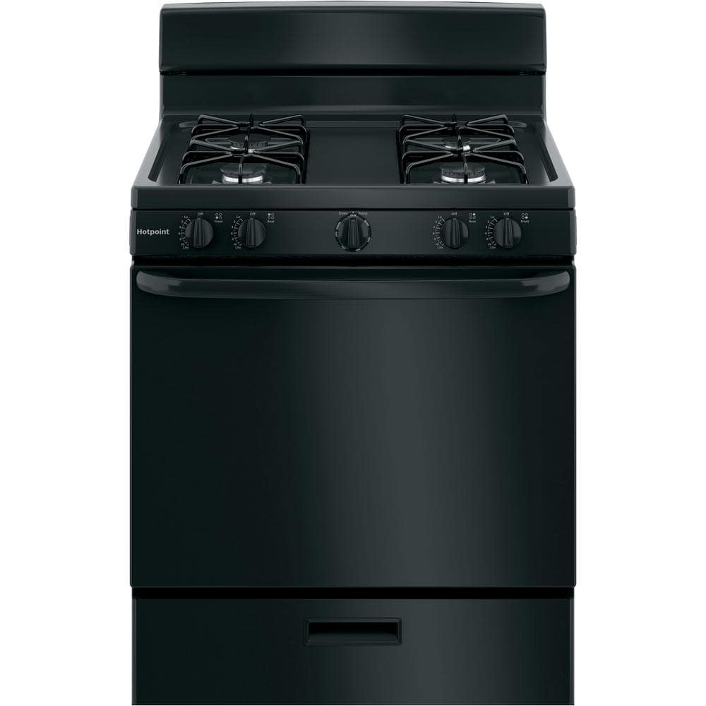 Hotpoint 30 in. 4 Burner Freestanding Gas Range in Black with Standard Cooking