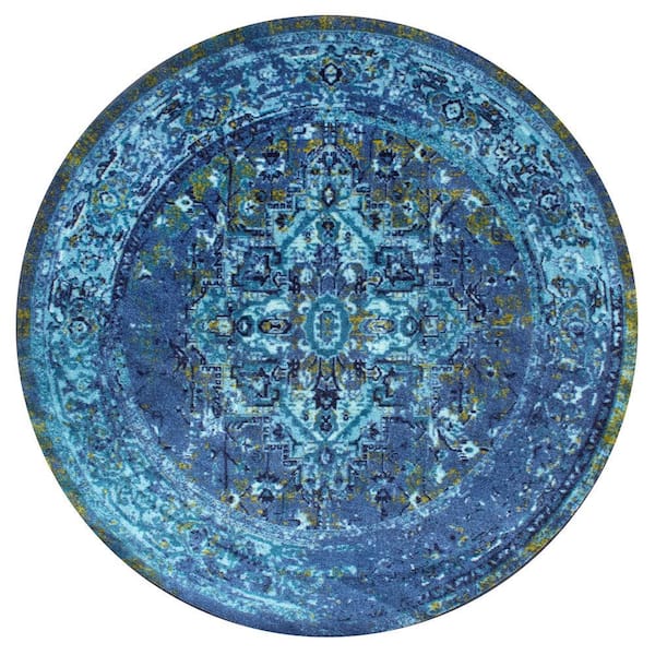 nuLOOM Reiko Vintage Persian Blue 5 ft. Round Rug