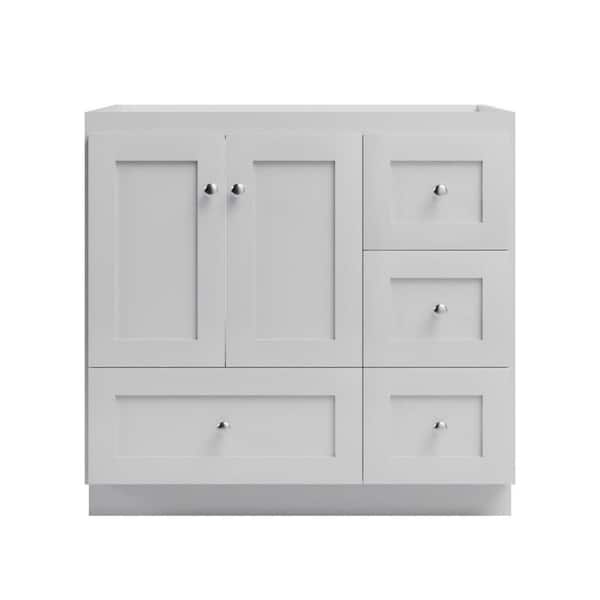 Simplicity by Strasser Shaker 36 in. W x 21 in. D x 34.5 in. H Bath Vanity Cabinet without Top in Dewy Morning