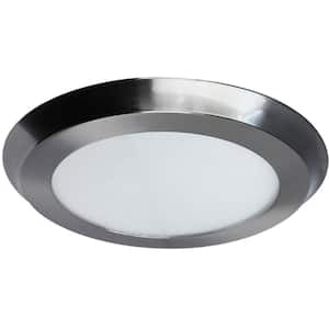 15 in. 100W Equivalent Nickel Integrated LED Flat Round Panel Flushmount
