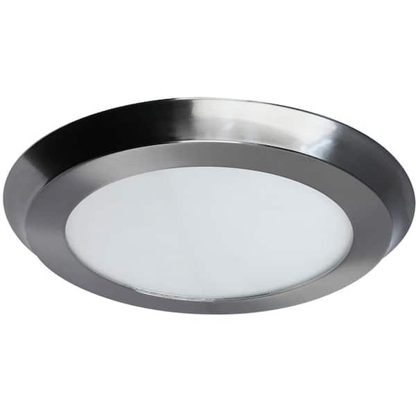 Home Decorators Collection 15 in. 100W Equivalent Nickel Integrated LED Flat Round Panel Flushmount