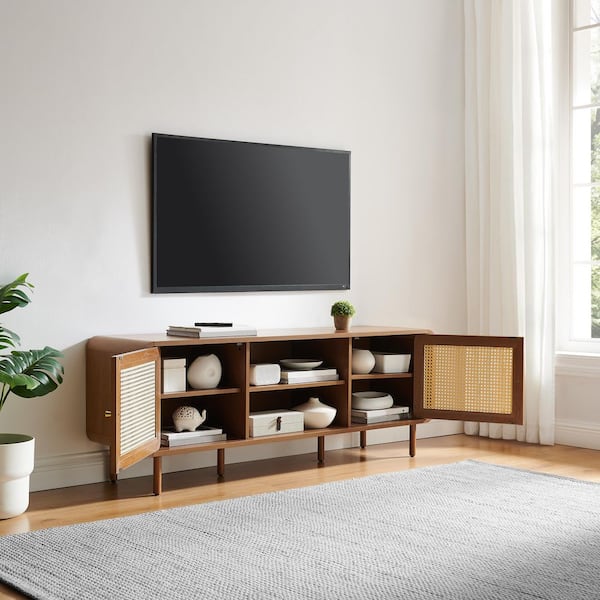 CROSLEY FURNITURE Nora Walnut Vinyl Storage Record Player Cabinet