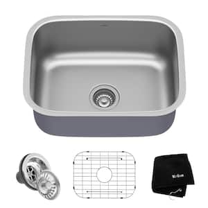 Premier Undermount Stainless Steel 23 in. Rectangular Single Bowl Kitchen Sink