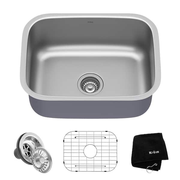 KRAUS Premier Undermount Stainless Steel 23 in. Rectangular Single Bowl Kitchen Sink