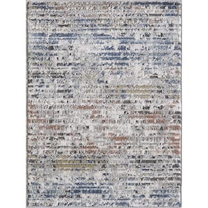 Binford Ivory/Grey 3 ft. 1 in. x 5 ft. 3 in. Distressed Polypropylene and Polyester Shrink Indoor Area Rug