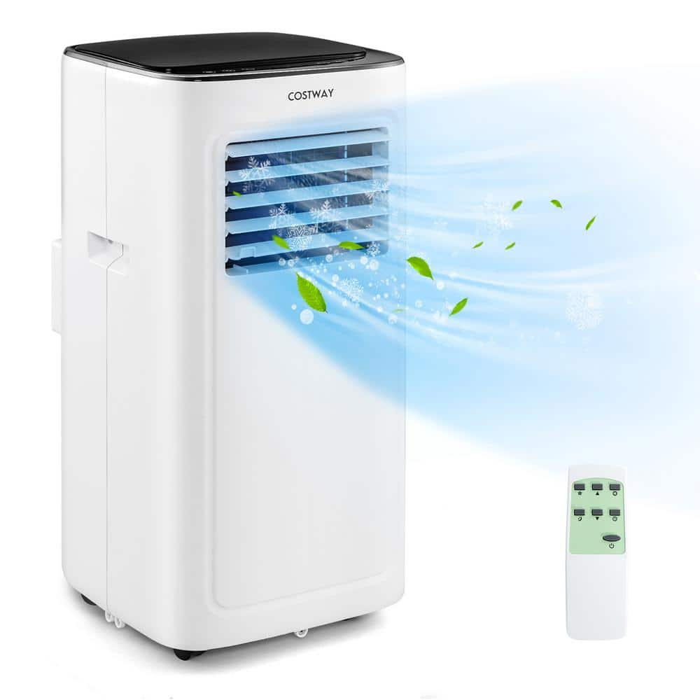 6,000 BTU Portable Air Conditioner Cools 280 Sq. Ft. with Dehumidifier and Remote in White -  Costway, FP10343US-WH